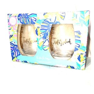 Lilly Pulitzer stemless wine glasses